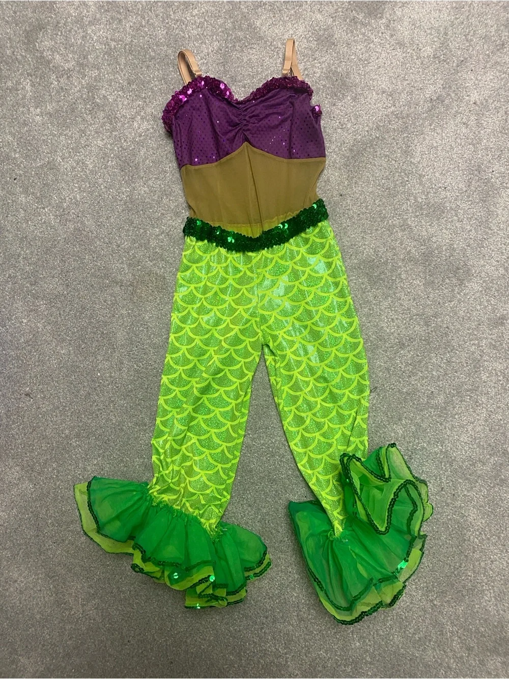 Kids Purple & Green Mermaid Costume Bodysuit